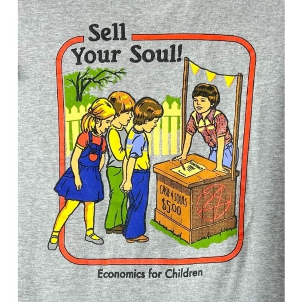 Black Matter Sell Your Soul Graphic T Shirt Grey Size Small - Picture 2 of 5